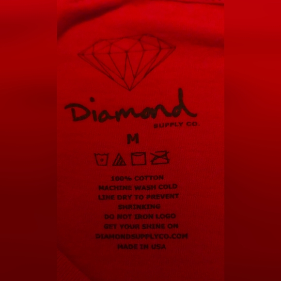 Diamond Supply Co Bright Red Shine Logo Tee Shirt Size Medium - Picture 3 of 5